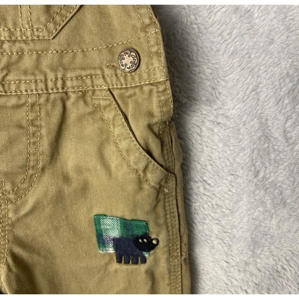 OshKosh B'gosh Overalls 9 Months Baby Boys Olive Green Elephant‎ Patch Baby